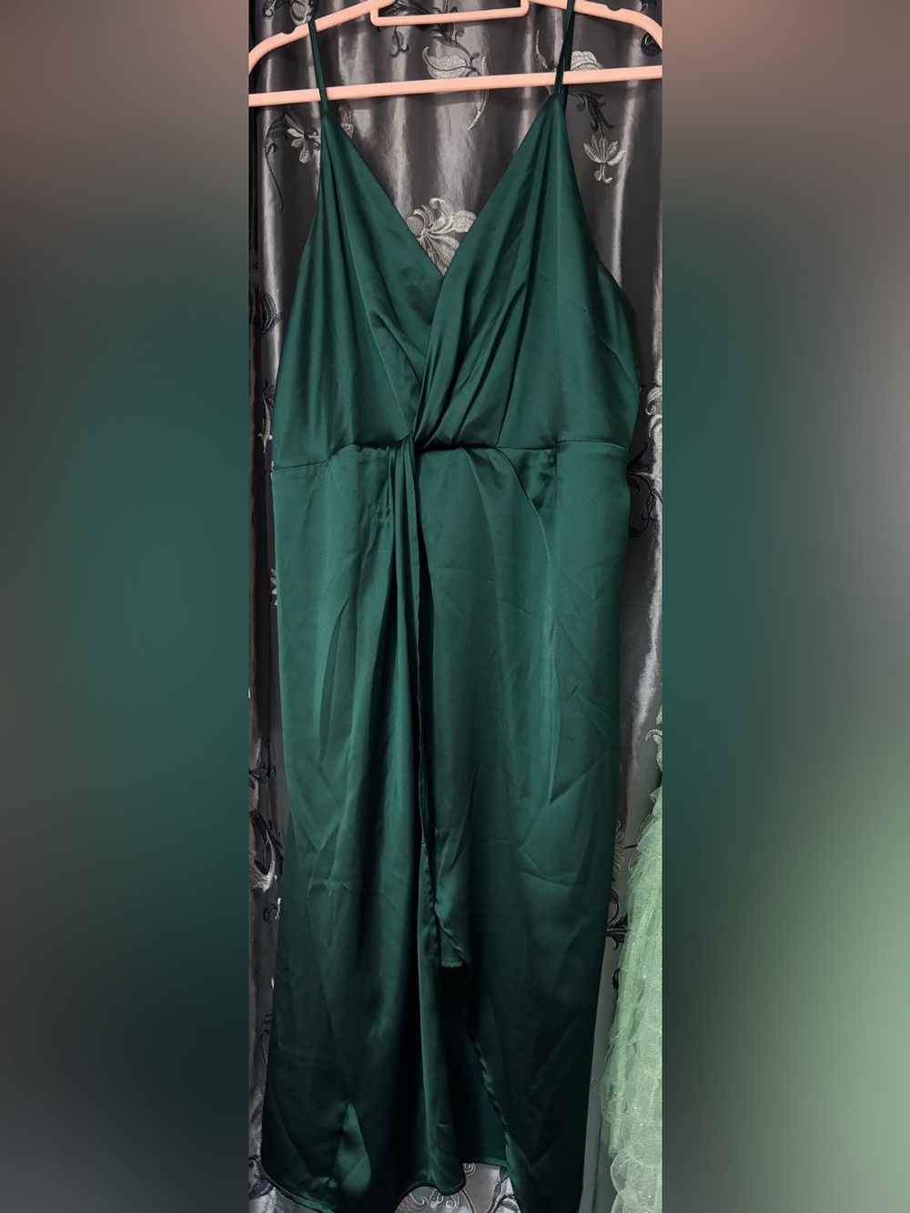 Cider Emerald Green High-Low Slip Dress